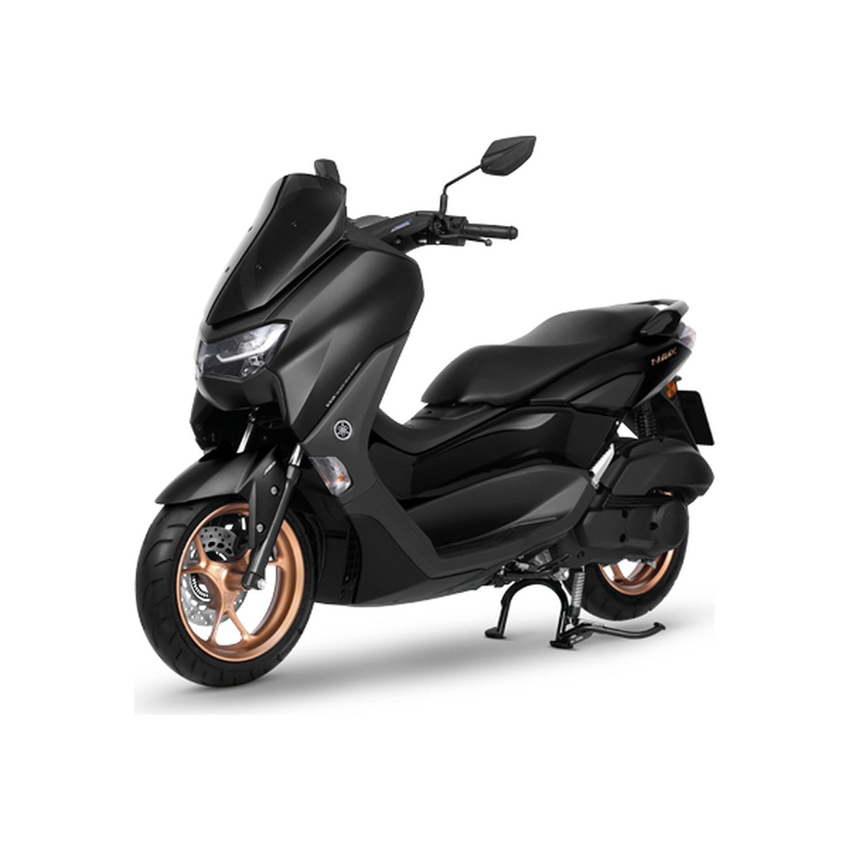 Yamaha NMax 155 in black, front three-quarter view, official photo